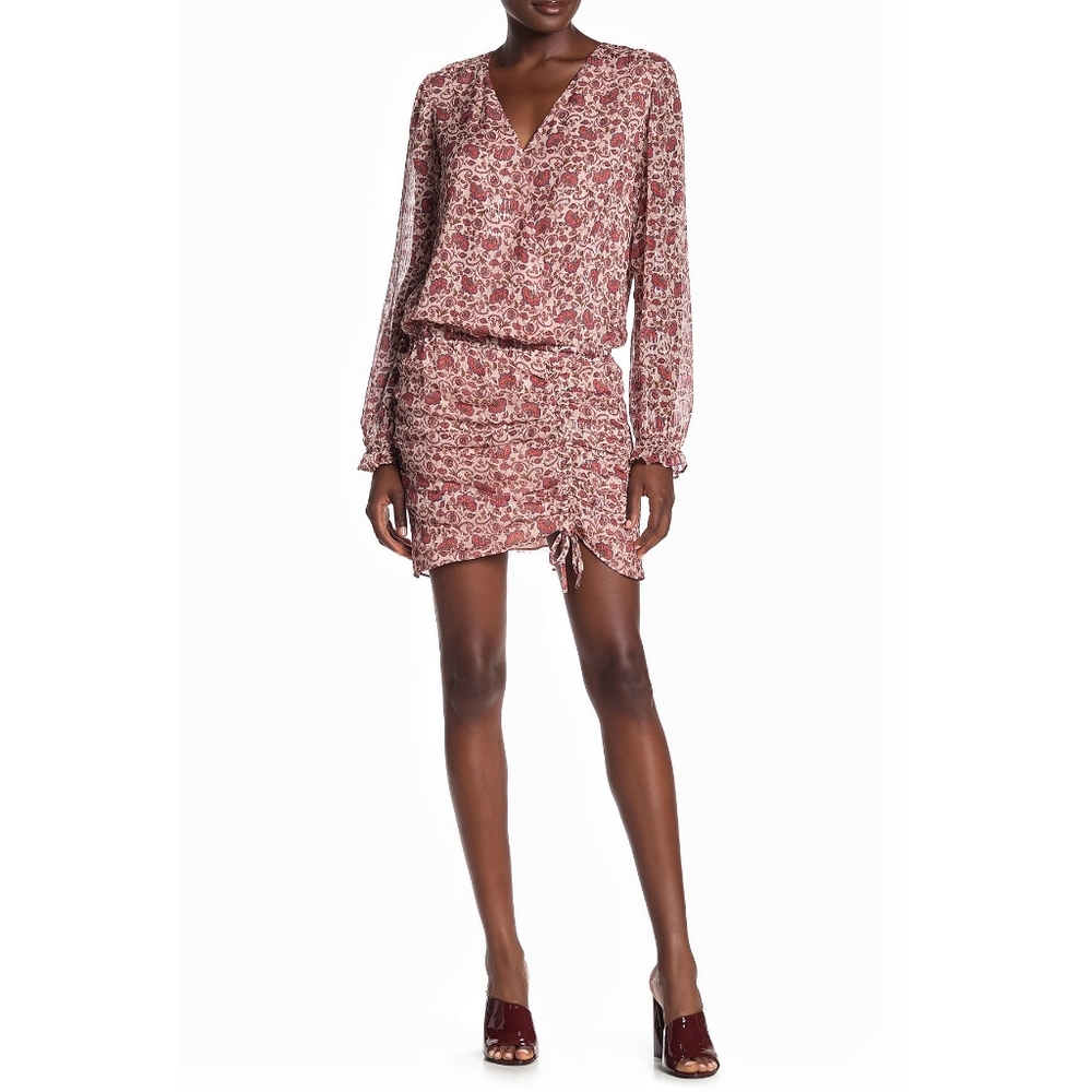 Ramy Brook Silk Paisley Gold Rouched Dress